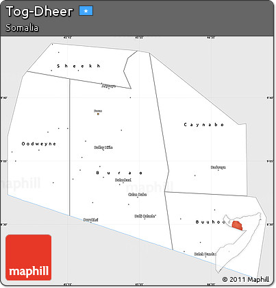 Silver Style Simple Map of Tog-Dheer, single color outside