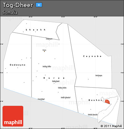 Silver Style Simple Map of Tog-Dheer, single color outside