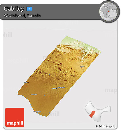 Physical 3D Map of Gabiley, cropped outside