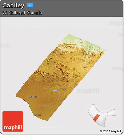 Physical 3D Map of Gabiley, cropped outside