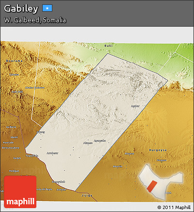 Shaded Relief 3D Map of Gabiley, physical outside