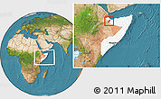 Satellite Location Map of Gabiley, highlighted country, within the entire country