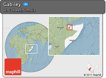 Savanna Style Location Map of Gabiley, highlighted country, within the entire country, hill shading