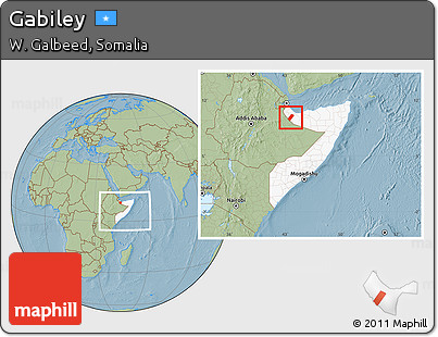 Savanna Style Location Map of Gabiley, highlighted country, within the entire country, hill shading