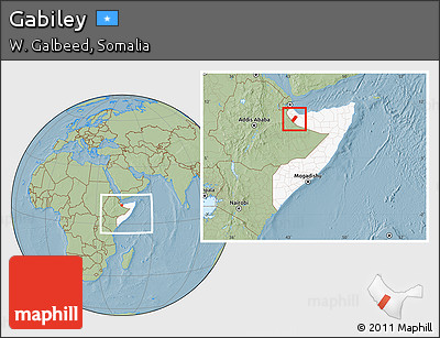 Savanna Style Location Map of Gabiley, highlighted country, within the entire country, hill shading