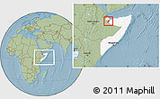 Savanna Style Location Map of Gabiley, highlighted country, within the entire country, hill shading