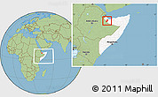 Savanna Style Location Map of Gabiley, highlighted country, within the entire country