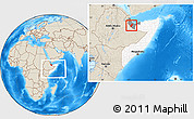 Shaded Relief Location Map of Gabiley, highlighted country, highlighted parent region, within the entire country