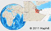 Shaded Relief Location Map of Gabiley, highlighted country, highlighted parent region