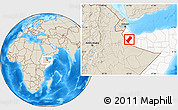 Shaded Relief Location Map of Gabiley, highlighted country