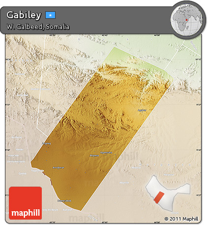 Physical Map of Gabiley, lighten