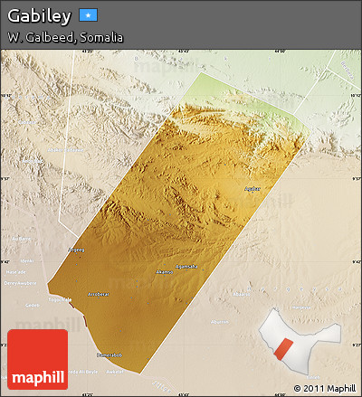 Physical Map of Gabiley, lighten
