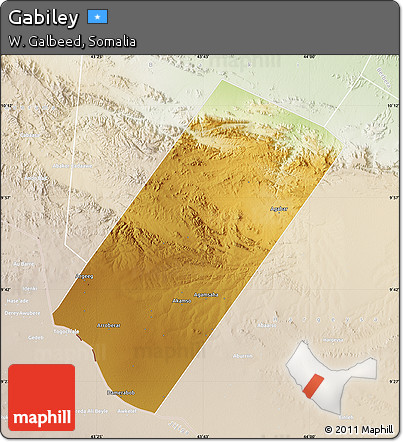 Physical Map of Gabiley, lighten