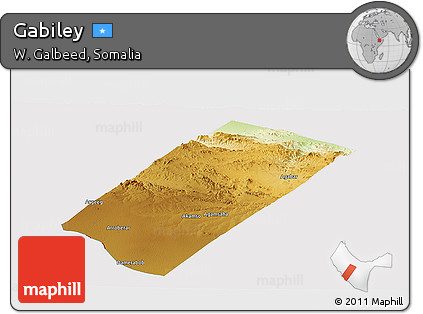 Physical Panoramic Map of Gabiley, cropped outside