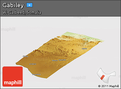 Physical Panoramic Map of Gabiley, cropped outside