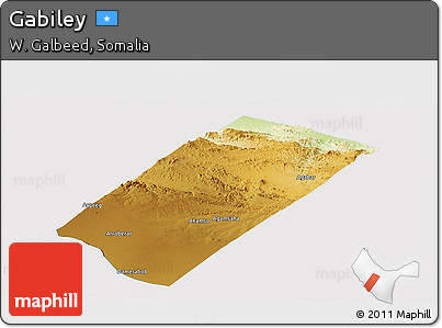 Physical Panoramic Map of Gabiley, cropped outside