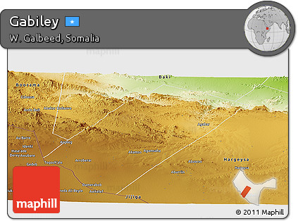 Physical Panoramic Map of Gabiley