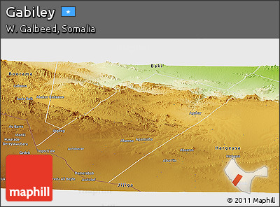 Physical Panoramic Map of Gabiley