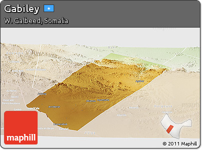 Physical Panoramic Map of Gabiley, lighten