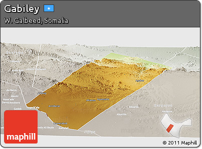 Physical Panoramic Map of Gabiley, lighten, semi-desaturated