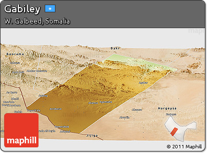 Physical Panoramic Map of Gabiley, satellite outside