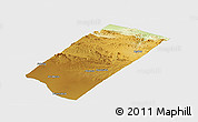 Physical Panoramic Map of Gabiley, single color outside