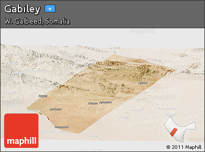 Satellite Panoramic Map of Gabiley, lighten