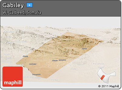 Satellite Panoramic Map of Gabiley, lighten