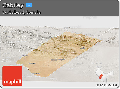 Satellite Panoramic Map of Gabiley, lighten, semi-desaturated