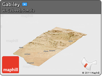 Satellite Panoramic Map of Gabiley, single color outside