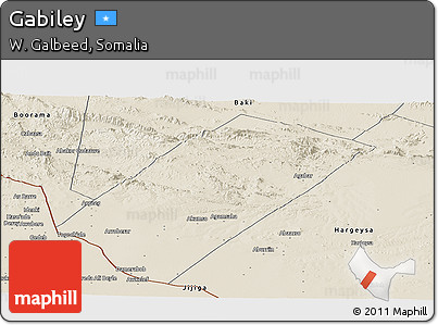 Shaded Relief Panoramic Map of Gabiley