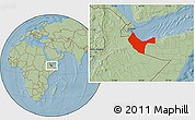 Savanna Style Location Map of W. Galbeed, hill shading