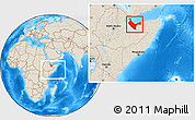 Shaded Relief Location Map of W. Galbeed, within the entire country