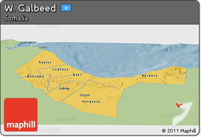 Savanna Style Panoramic Map of W. Galbeed, single color outside