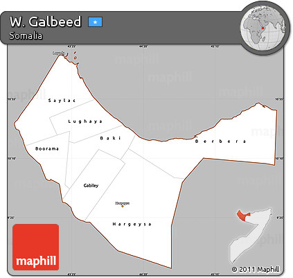 Gray Simple Map of W. Galbeed, cropped outside