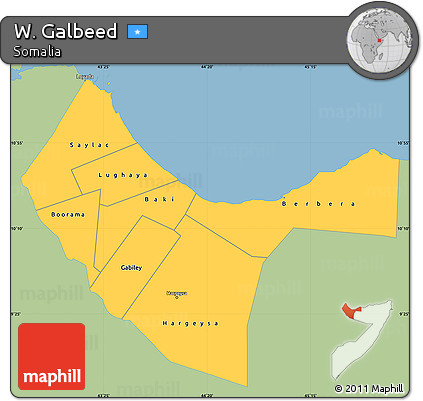 Savanna Style Simple Map of W. Galbeed, single color outside