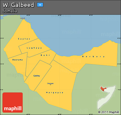 Savanna Style Simple Map of W. Galbeed, single color outside