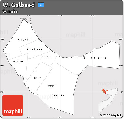 Silver Style Simple Map of W. Galbeed, cropped outside