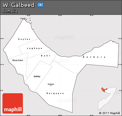 Silver Style Simple Map of W. Galbeed, cropped outside