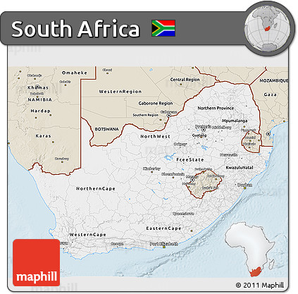 Classic Style 3D Map of South Africa
