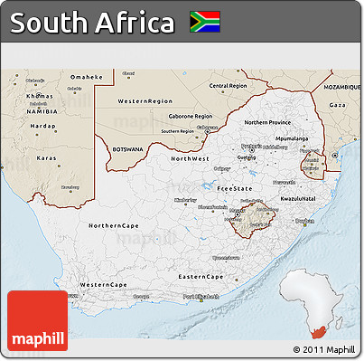 Classic Style 3D Map of South Africa
