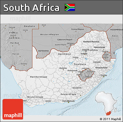 Gray 3D Map of South Africa