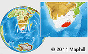 Physical Location Map of Eastern Cape, highlighted country, within the entire country