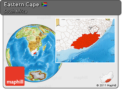 Physical Location Map of Eastern Cape, highlighted country