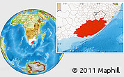 Physical Location Map of Eastern Cape, highlighted country