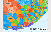 Political Simple Map of Eastern Cape, political shades outside