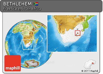 Physical Location Map of BETHLEHEM, highlighted country, within the entire country