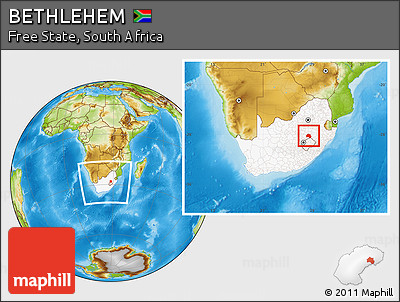 Physical Location Map of BETHLEHEM, highlighted country, within the entire country