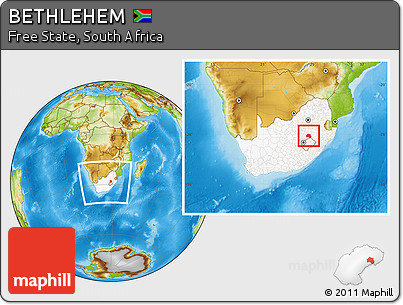 Physical Location Map of BETHLEHEM, highlighted country, within the entire country