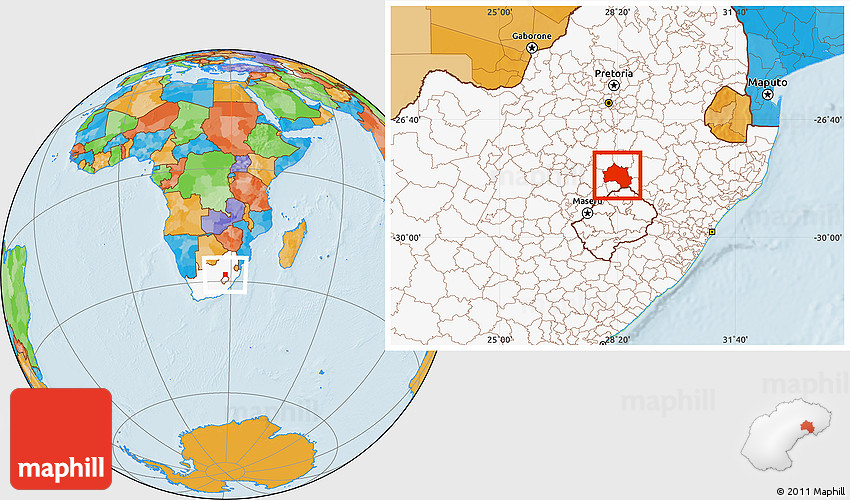 Political Location Map of BETHLEHEM, highlighted country